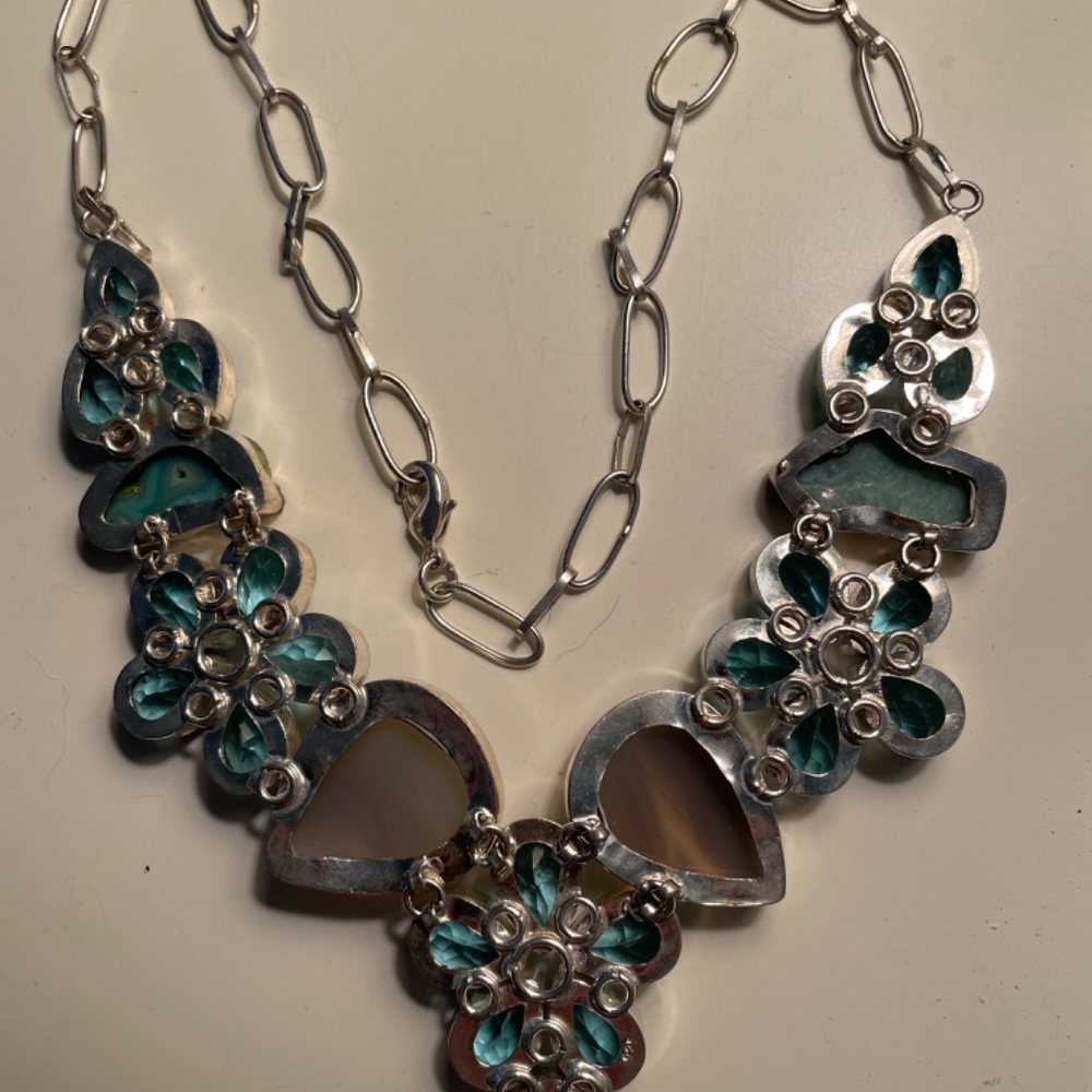 Gorgeous Sterling Silver custom made blue topaz necklace - Picture 7 of 14